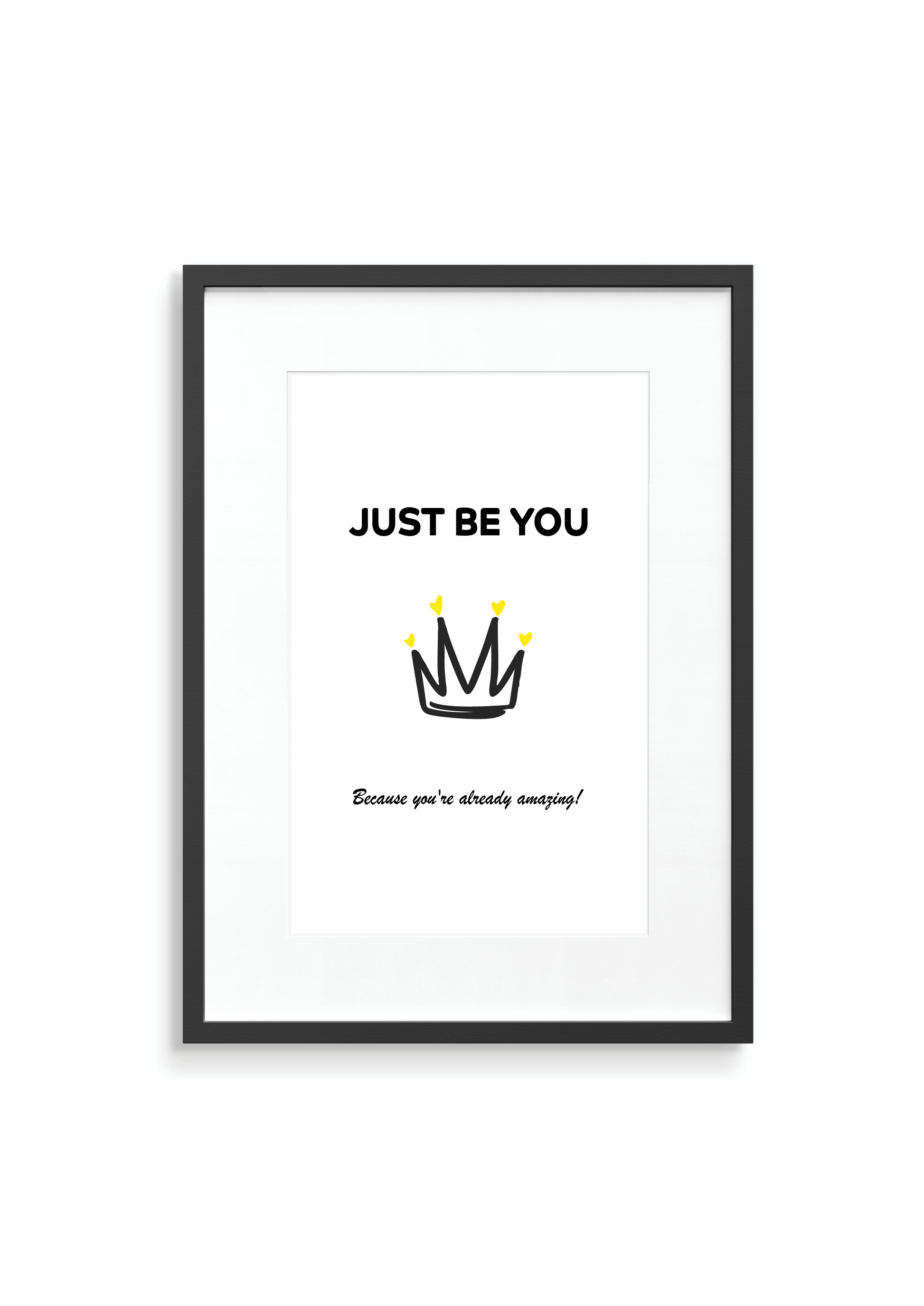 modern motivational wall print for teens with crown and yellow gems